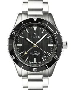 KNIS Kyoto GMT Automatic Divers Watch Black Stainless Steel Bracelet (KN007-BK)