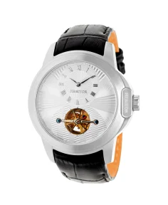 Heritor Watches Heritor Automatic Windsor Semi-Skeleton Leather-Band Watch