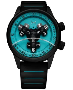 Xeric Vendetta II Automatic Wandering Hour Black Cyan Lume