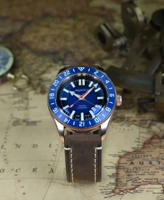 Aquatico Bronze Raider Tritium GMT Blue Dial