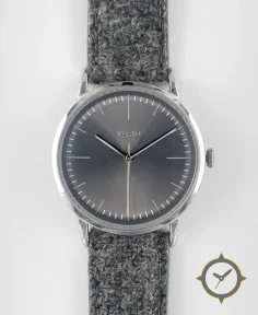 Vario Vario Eclipse Hematite Grey Sweeping Quartz Dress Watch on Harris Tweed Watch Strap