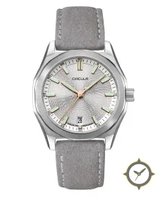 Circula Watches Facet Silver Suede Strap