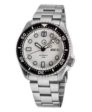 Islander White Dial Automatic with Solid-Link Bracelet, AR Sapphire Crystal, and Luminous Ceramic Bezel Insert