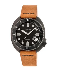 Heritor Watches Heritor Automatic Morrison Leather-Band Watch w/Date Leather Black/Camel
