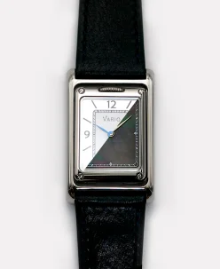 Vario VERSA Reversible Dual Time Silver-Black MoP Quartz Watch