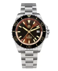 San Martin SAN-MARTIN-SN0136-G-GMT Dark Brown Stainless Steel Bracelet