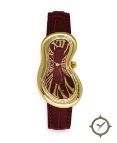 Exaequo Classic Melting Stainless steel 316L Burgundy PVD Yellow Gold