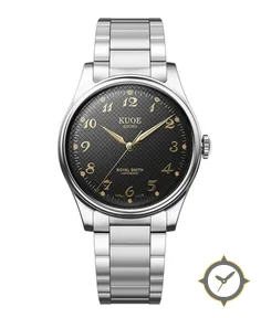 Kuoe ROYAL SMITH 90-006 Breguet Numerals Silver Case Black Dial