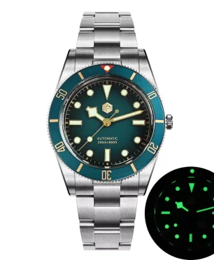 San Martin SN0138B Green Dial Golden Color Logo