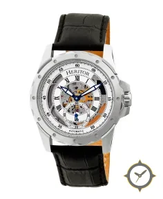Heritor Watches Heritor Automatic Armstrong Skeleton Leather-Band Watch