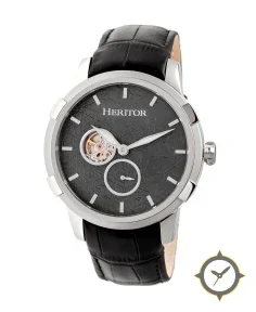 Heritor Automatic Callisto Semi-Skeleton Leather-Band Watch