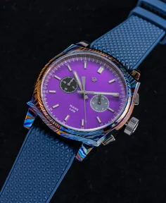 Wicked Watch Co. Peacock Timascus Chronograph Purple Brushed