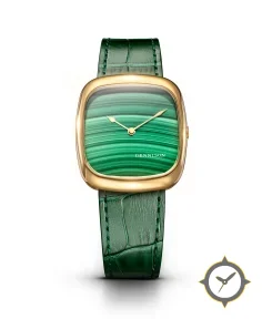 Natural Malachite Stone In Gold