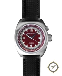 Bernhardt Watch Retro World Timer - Burgundy Dial