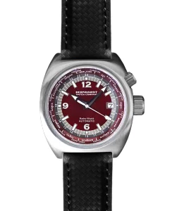 Bernhardt Watch Retro World Timer - Burgundy Dial
