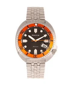 Heritor Watches Heritor Automatic Morrison Leather-Band Watch w/Date Bracelet Orange/Black