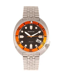 Heritor Watches Heritor Automatic Morrison Leather-Band Watch w/Date Bracelet Orange/Black