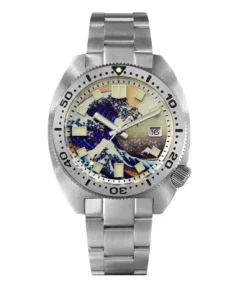 San Martin SN0068G-6105-8000 The Great Wave off Kanagawa Luminous Dial(Single Date Window) Stainless Steel Bracelet