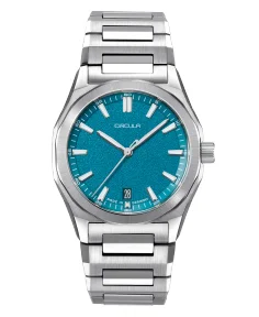 Circula Watches Facet 38 Turquoise Steel Strap with Butterfly Clasp