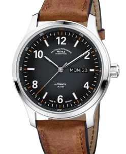 Mühle Glashütte Lunova Day/Date with vintage leather strap