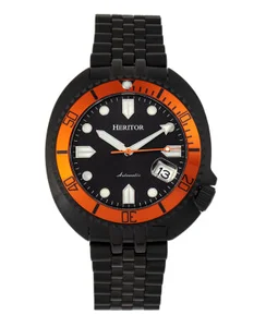 Heritor Watches Heritor Automatic Morrison Leather-Band Watch w/Date Special Edition Black/Orange/Black