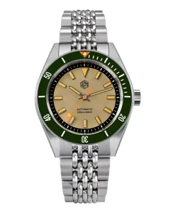 San Martin SAN-MARTIN-WATCH-SN0115-G Brown with green bezel insert