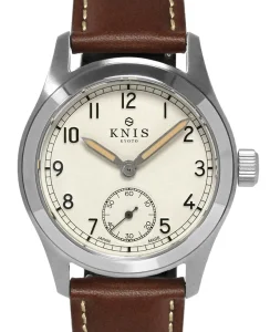 KNIS Kyoto Retro Military Watch - Off-White Dial with Brown Leather Strap KN003-WHBRLE