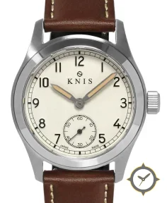 KNIS Kyoto Retro Military Watch - Off-White Dial with Brown Leather Strap KN003-WHBRLE
