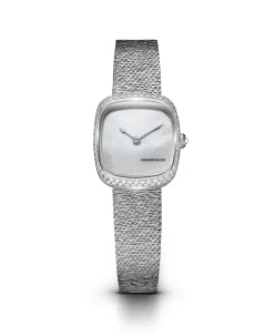 Dennison Mini White MOP Diamonds Bark Mesh In Steel