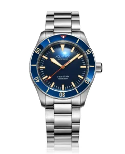Aquatico Sea star V2 blue dial ceramic bezel (Swiss SW 200-1) No Date
