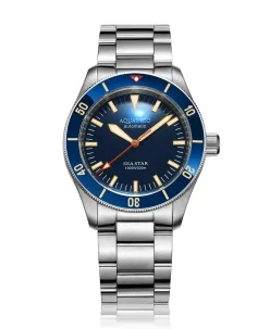 Aquatico Sea star V2 blue dial ceramic bezel (Swiss SW 200-1) No Date