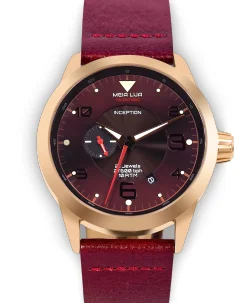 Meia Lua Watches MOONLIGHT MARS Bronze Gold - Burgundy Leather
