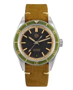 San Martin SN0116-B2 Green Bezel Insert Leather Strap