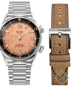 Kuoe SOMBRERO 90-011, Salmon Pink Linen Textured Dial, 20 BAR Water Resistant