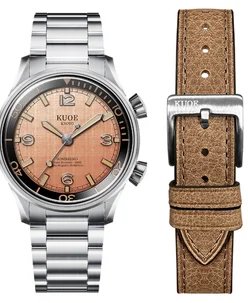 Kuoe SOMBRERO 90-011, Salmon Pink Linen Textured Dial, 20 BAR Water Resistant