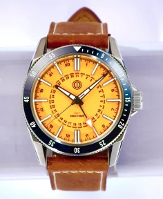 MMI Watches TURRET 300M DIVER GMT - BISMARCK YELLOW MODEL: TRG-02L (LEATHER/RUBBER STRAPS)