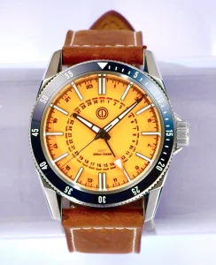 MMI Watches TURRET 300M DIVER GMT - BISMARCK YELLOW MODEL: TRG-02L (LEATHER/RUBBER STRAPS)