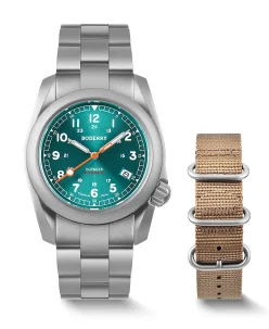 Boderry VOYAGER 100M Waterproof Titanium Automatic Field Watch Peacock Green-bracelet