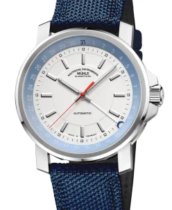 Mühle Glashütte 29er Pointer Date with nautic blue canvas strap