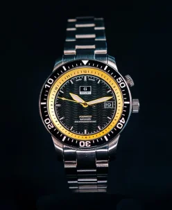 Golby The Black/Yellow Golby Aquareef Dual Timer Watch