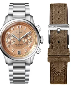 Kuoe ROYAL SMITH 90-012 Automatic Chronograph, Salmon Pink Dial