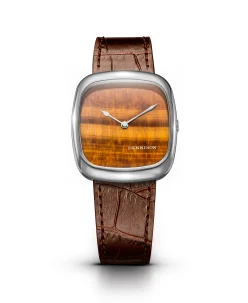 Dennison Natural Stone Tiger Eye In Steel Brown