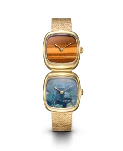 Dennison Dual Time Mini Tiger Eye & Opal In Gold