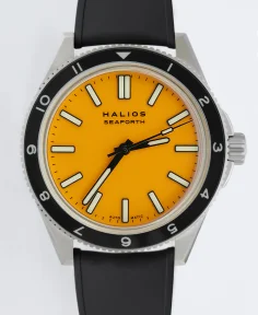 HALIOS SEAFORTH IV Bahama Yellow Rotating Bezel 12-hour Titanium Rubber Strap Only