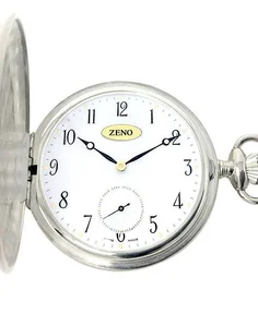 Zeno-Watch Basel Pocket Watch Savonette - Silver numbers manual (Same model also available with roman numbers)