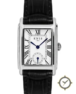 KNIS Kyoto Classic Rectangular Silver Crocodile Embossed Leather Black KN004-SVBKC