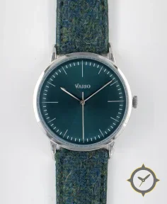 Vario Vario Eclipse Emerald Green Sweeping Quartz Dress Watch on Harris Tweed Watch Strap