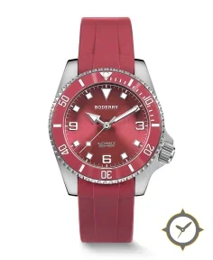 Boderry ADMIRAL 3-Hand No-Date 200M Waterproof Titanium Automatic Diver Watch Coral Red(Ceramic Bezel)