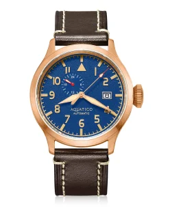 Aquatico Bronze Pilot Watch Blue Dial