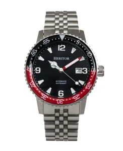 Heritor Watches Heritor Automatic Dominic Bracelet Watch w/Date Black&Red/Black